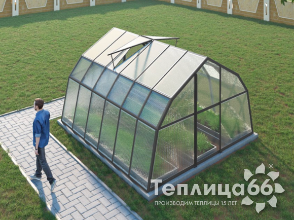 Теплица Рада Таймыр из поликарбоната, 3,5x4 метра, графитовая